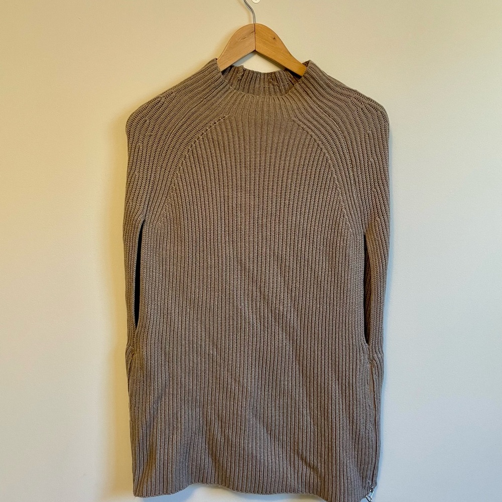 3.1 Phillip Lim Sweater Cape Soft Side Zippers Mock Neck Cocoon Style